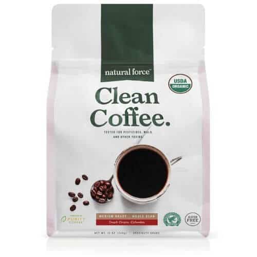 Bag of natural force clean coffee beans