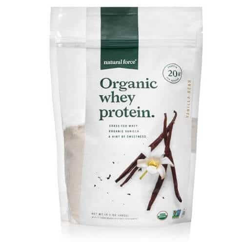 Bag of Natural Force Vanilla flavor grass-fed whey protein powder