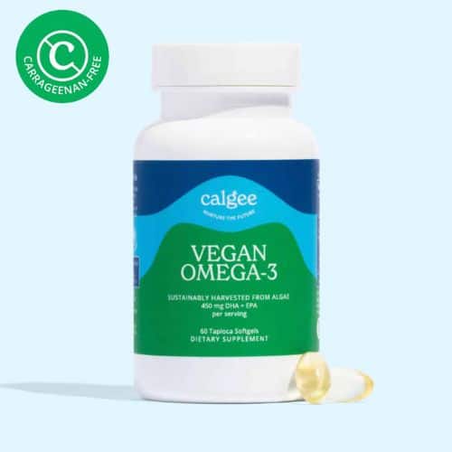 Bottle of Calgee Vegan omega-3 oil supplement