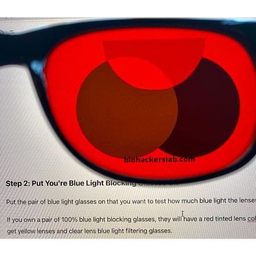 Test results of red lens blue light glasses making the cyan middle color disappear