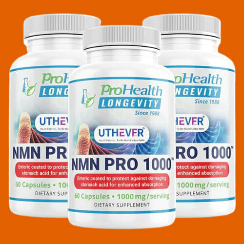 Three bottles of ProHealth Longevity NMN supplements