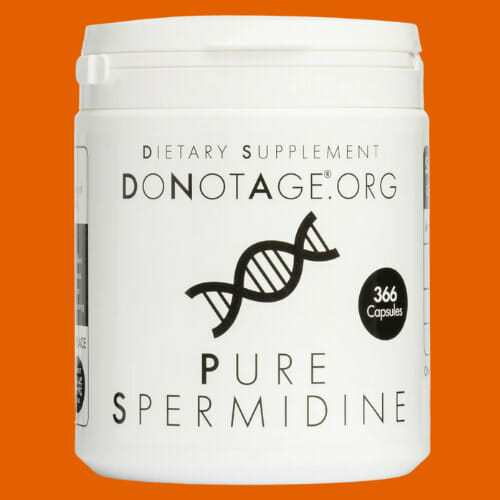 Bottle of DoNotAge Pure Spermidine supplement