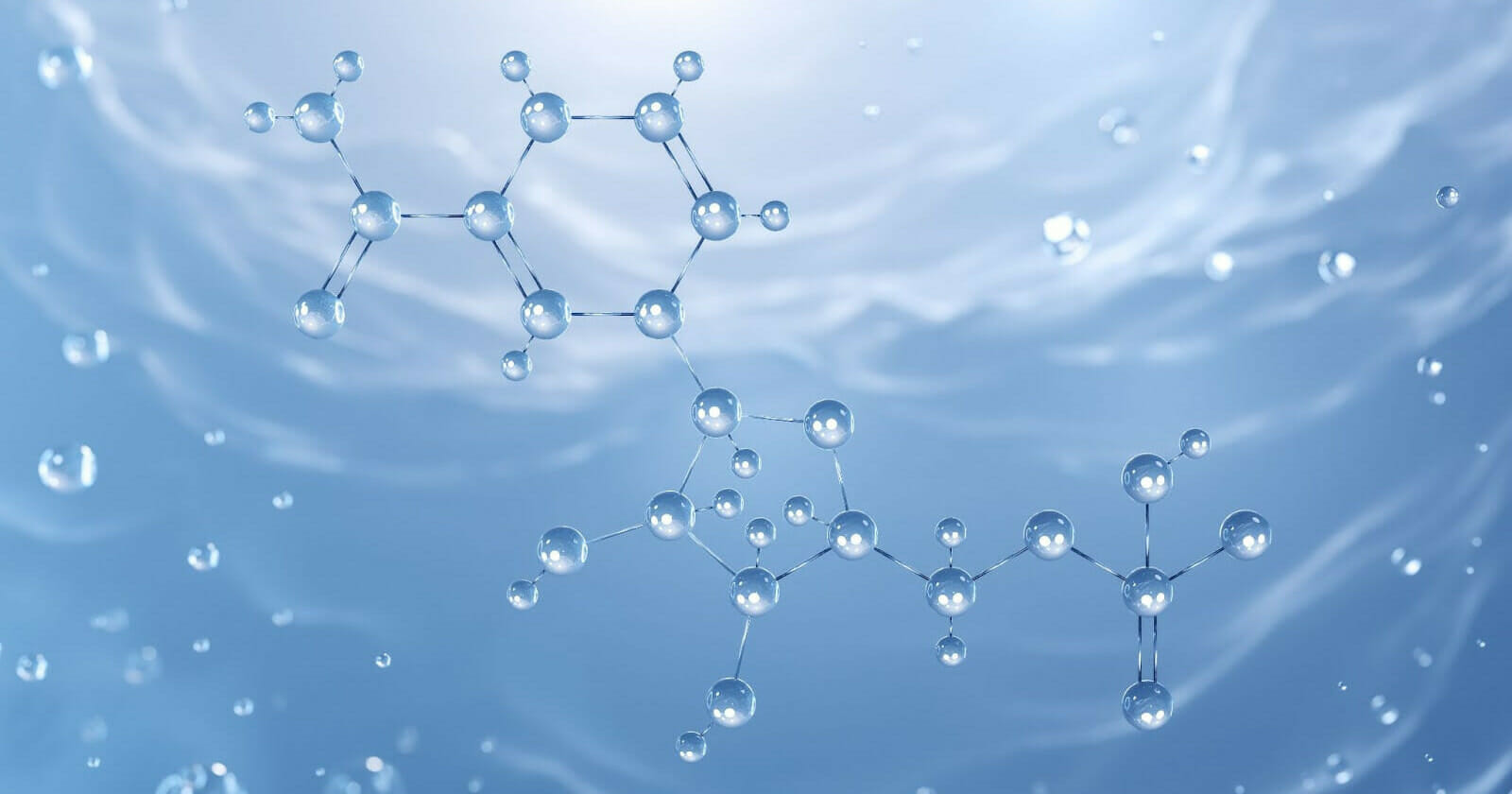 Molecules on a blue background