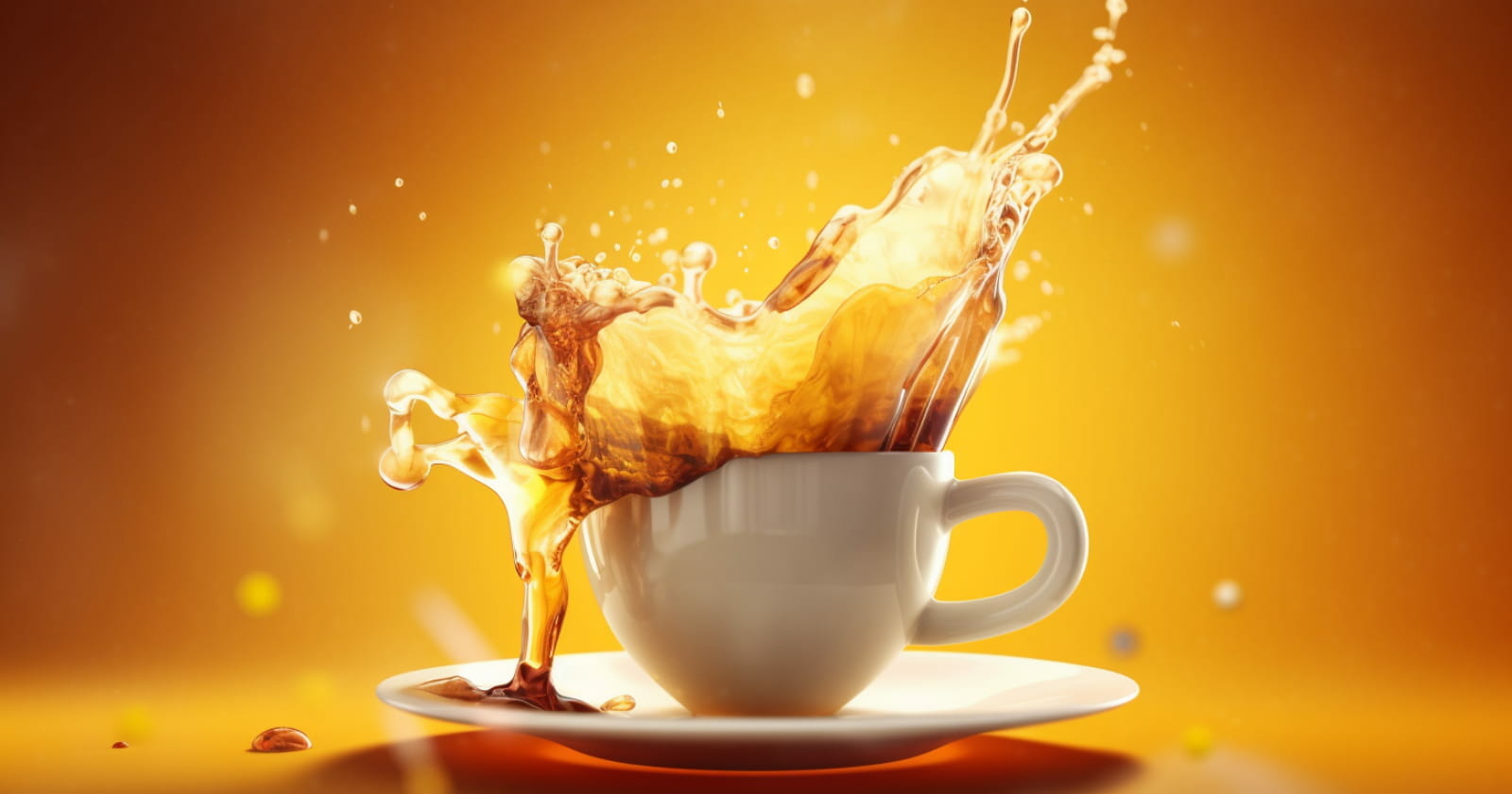 Coffee being splashed out of a cup of coffee